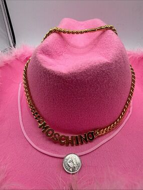 #101 Moschino (Gold 24k Gold Plated) Letter-Logo Curb Chain Necklace